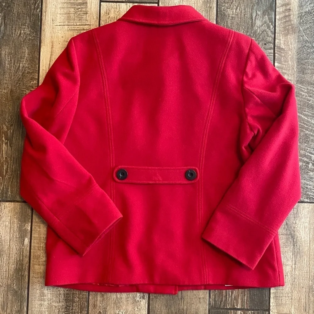 JM Collection Vibrant Red Pea Coat